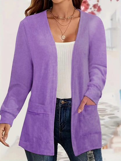 Women's Casual Solid Color Pocket Loose-fitting Thin Long Sleeve Coat