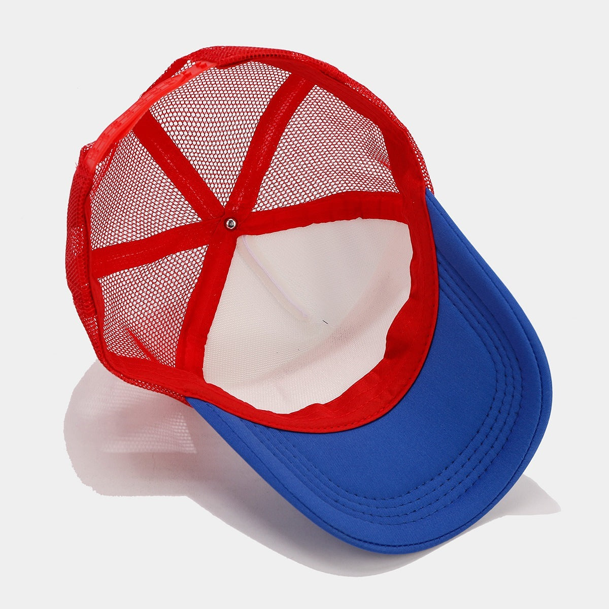 Breathable Space Cotton Baseball Cap | Red & Blue Contrast | Mesh Design