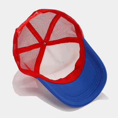 Breathable Space Cotton Baseball Cap | Red & Blue Contrast | Mesh Design