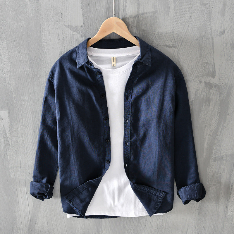 Men's Thin Cotton And Linen Casual Long-sleeved Shirt - Breathable & Stylish