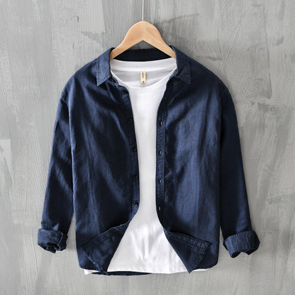Men's Thin Cotton And Linen Casual Long-sleeved Shirt - Breathable & Stylish