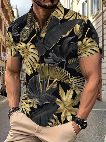 Tropical Plant Pattern Short Sleeve Shirt for Men - Fashion Printed