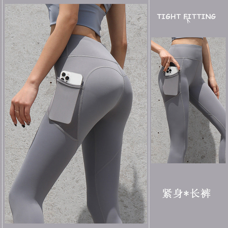 Women's Seamless Leggings With Pockets - High-Waist Push Up Gym Sport Leggings