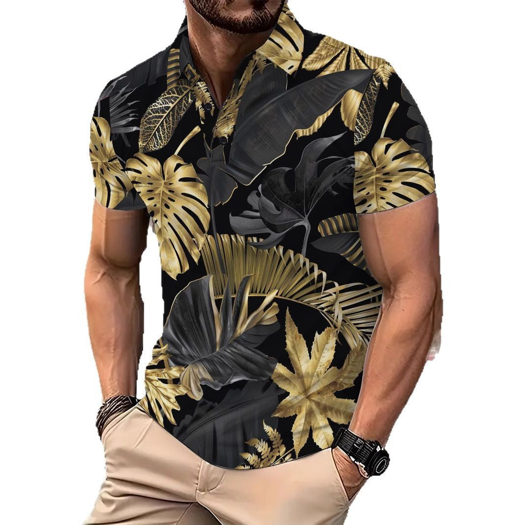 Tropical Plant Pattern Short Sleeve Shirt for Men - Fashion Printed