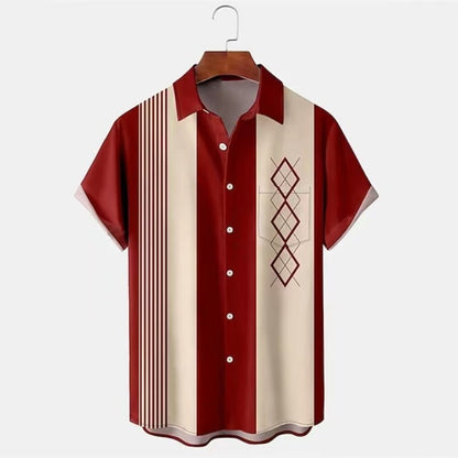 Men's Casual Slim Beach 3D Printed Short Sleeve Shirt
