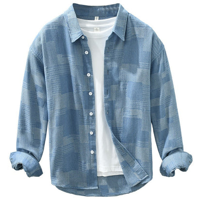 Jacquard Denim Shirt - Men's Loose Fit
