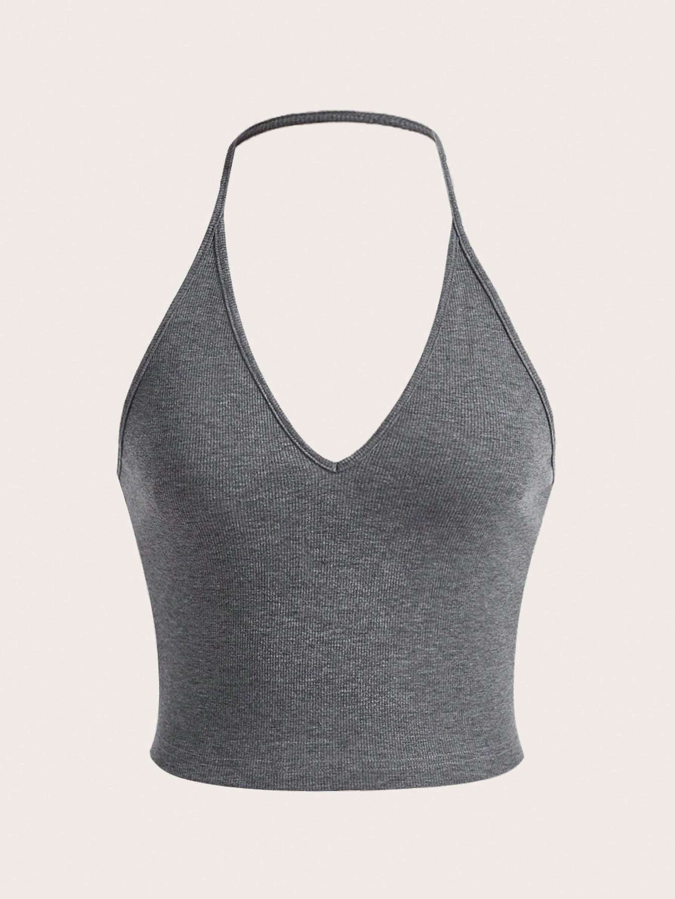 SHEIN EZwear Summer Solid Crop Halter Top