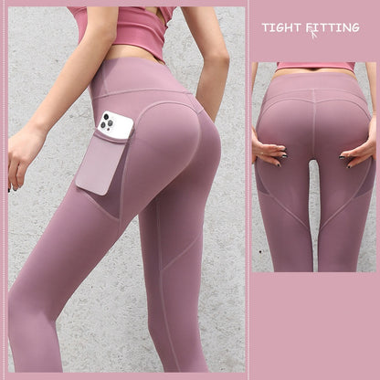 Women's Seamless Leggings With Pockets - High-Waist Push Up Gym Sport Leggings