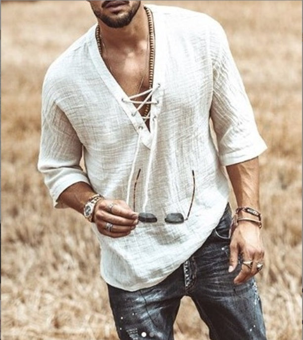 Short-sleeved Button-up Shirt For Men - Casual Wear