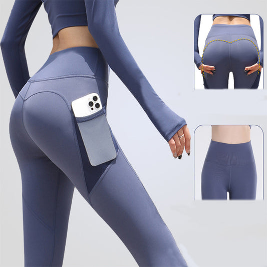 Women's Seamless Leggings With Pockets - High-Waist Push Up Gym Sport Leggings
