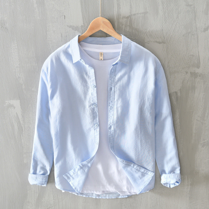 Men's Thin Cotton And Linen Casual Long-sleeved Shirt - Breathable & Stylish