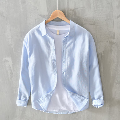 Men's Thin Cotton And Linen Casual Long-sleeved Shirt - Breathable & Stylish