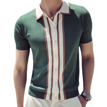 Lapel Matching Color POLO Sweater