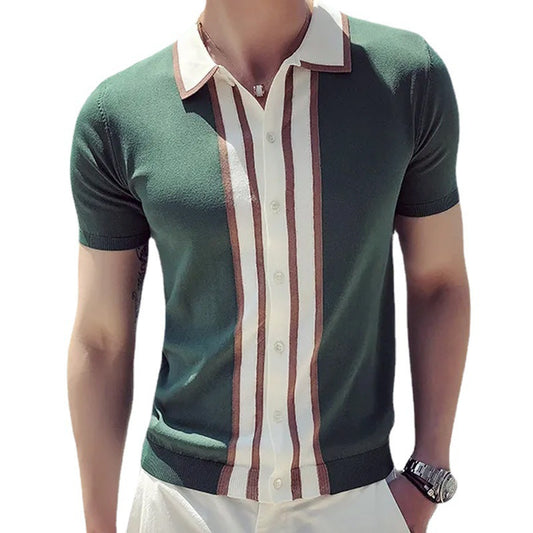 Lapel Matching Color POLO Sweater