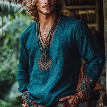 Boho Vintage Printed Long Sleeve Top