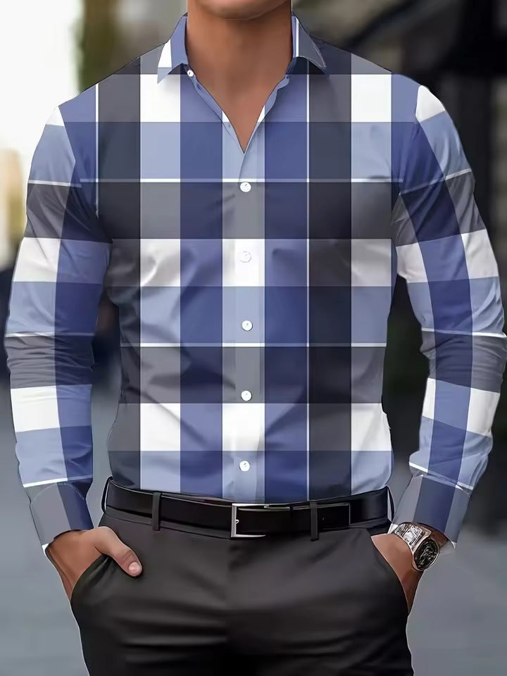 Printed Long Sleeve Shirt - Button Lapel Style