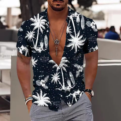 Beach Short Sleeve Top for Men - Stylish Print