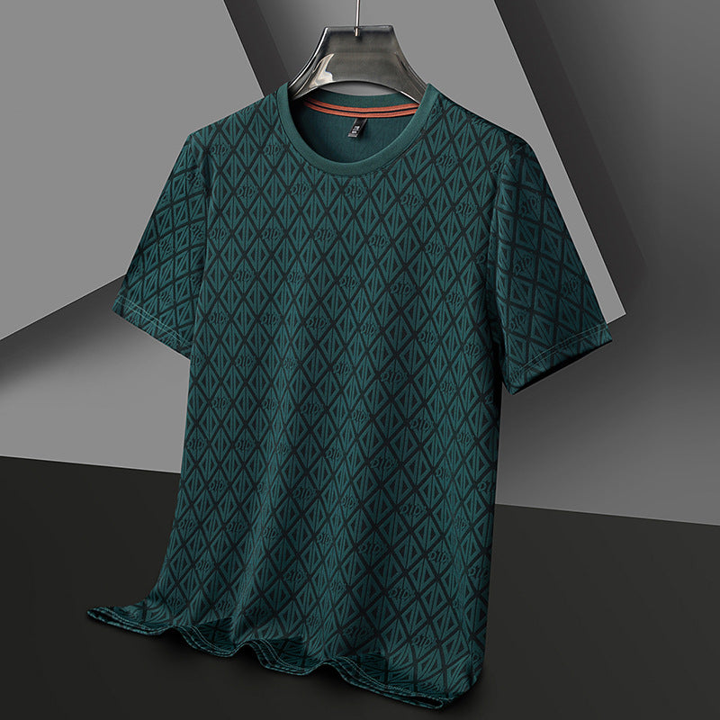 Men's Round Neck Jacquard Short Sleeve - Cool & Antibacterial
