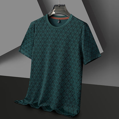 Men's Round Neck Jacquard Short Sleeve - Cool & Antibacterial