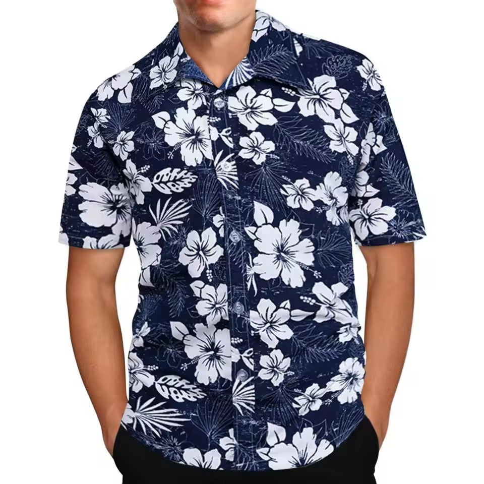 Beach Short Sleeve Top for Men - Stylish Print