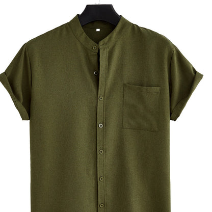 Solid Color Casual Shirt With Pocket - Trendy Men's Fashion