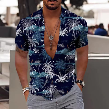 Beach Short Sleeve Top for Men - Stylish Print