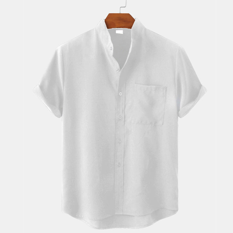 Solid Color Casual Shirt With Pocket - Trendy Men's Fashion