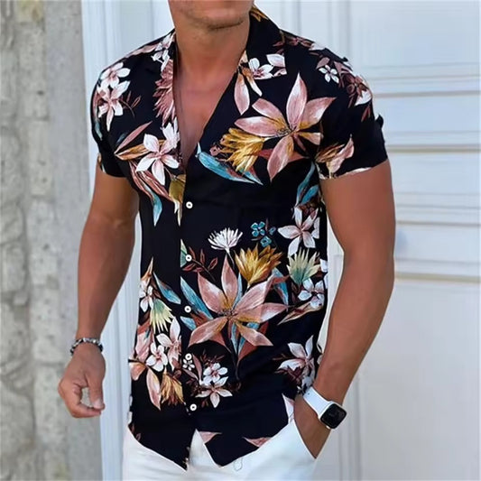 Beach Short Sleeve Top for Men - Stylish Print