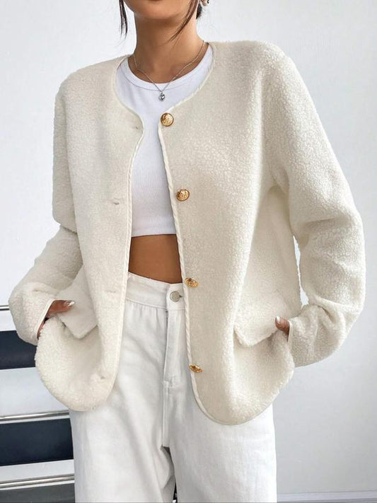 Women's Solid Color Buttons Jacket Long