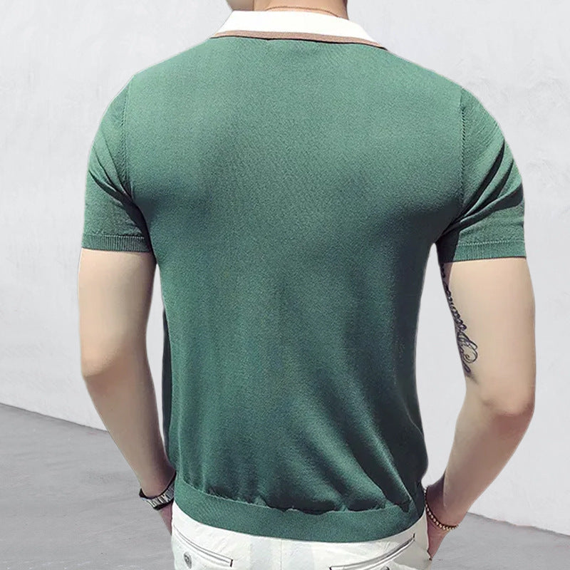 Lapel Matching Color POLO Sweater