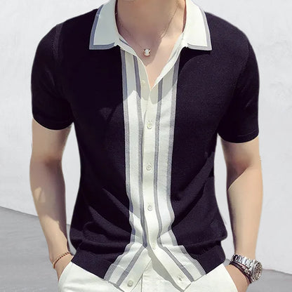 Lapel Matching Color POLO Sweater