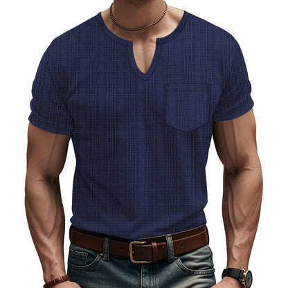 Breathable Men's Artificial Linen Bamboo V-neck Short Sleeve Shirt