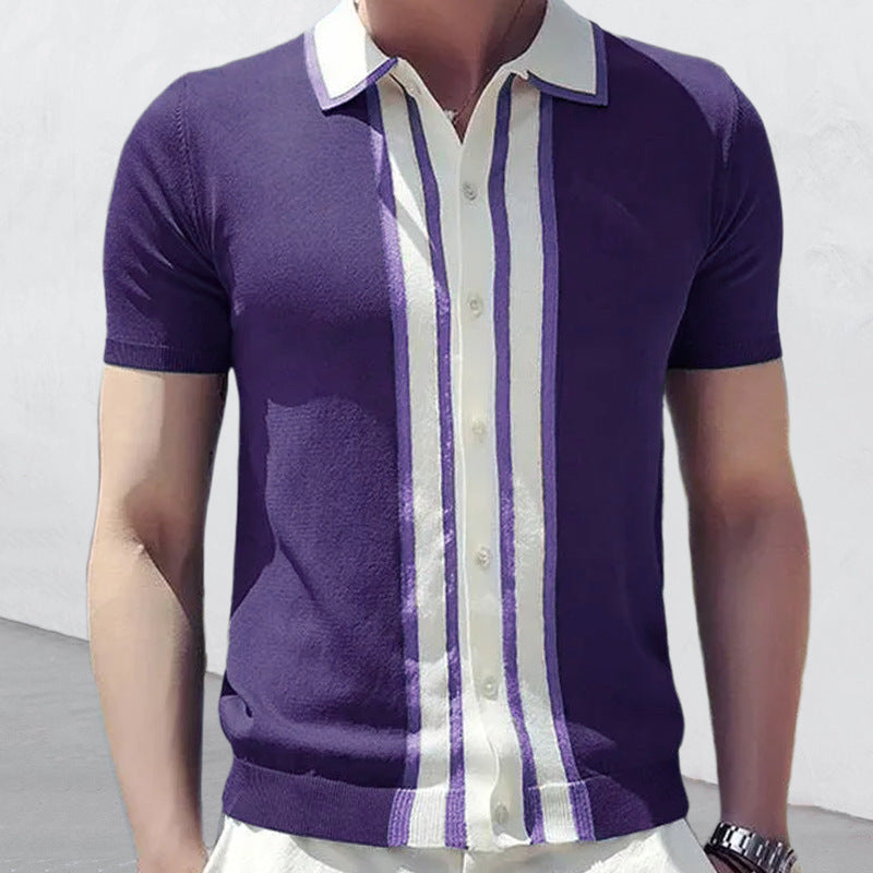 Lapel Matching Color POLO Sweater