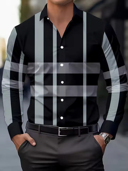Printed Long Sleeve Shirt - Button Lapel Style