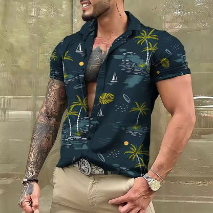 Beach Short Sleeve Top for Men - Stylish Print