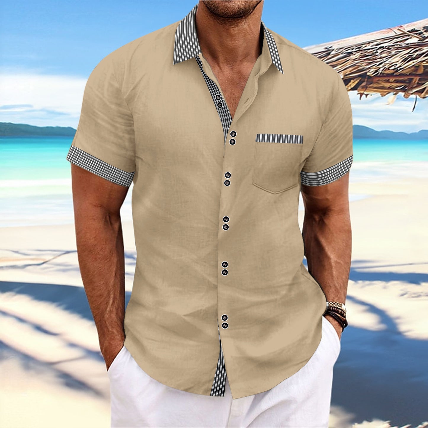 Striped Short Sleeve Casual Shirt - Summer Collection