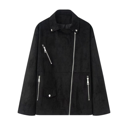 Women's Fashion Elegant Suede Lapel Jacket