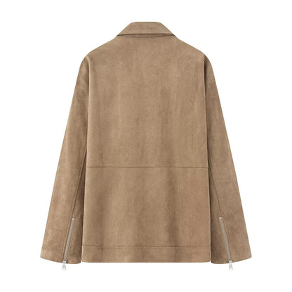 Women's Fashion Elegant Suede Lapel Jacket