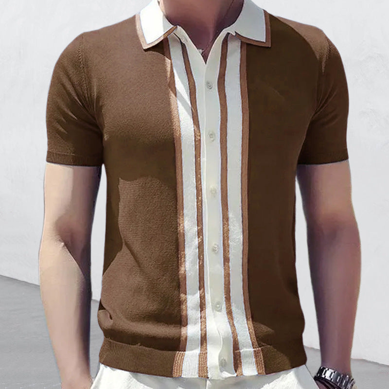 Lapel Matching Color POLO Sweater