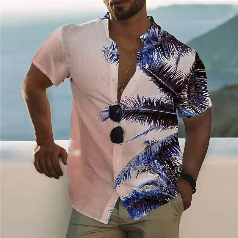 Beach Short Sleeve Top for Men - Stylish Print