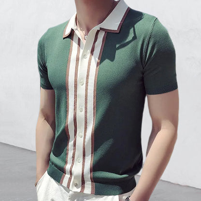 Lapel Matching Color POLO Sweater