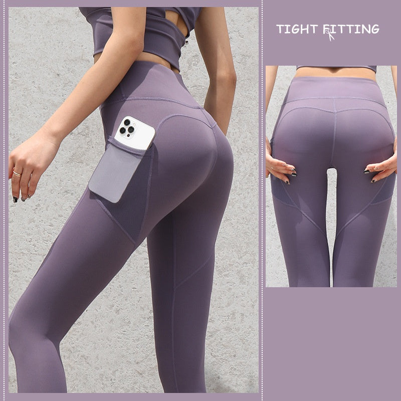 Women's Seamless Leggings With Pockets - High-Waist Push Up Gym Sport Leggings