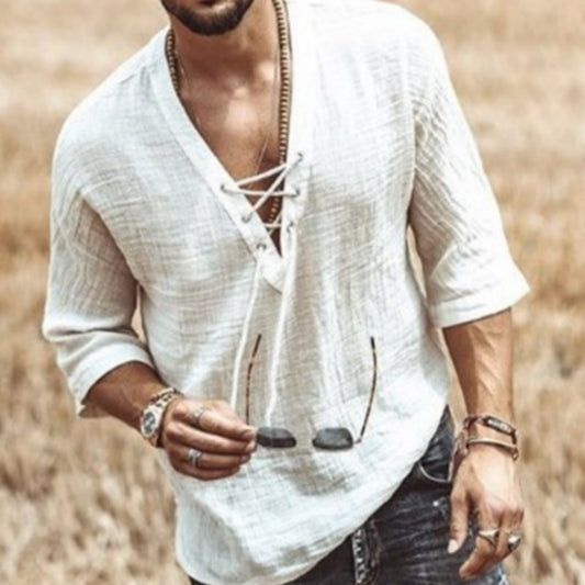 Short-sleeved Button-up Shirt For Men - Casual Wear