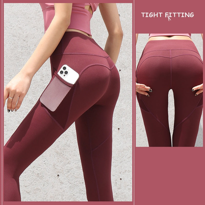 Women's Seamless Leggings With Pockets - High-Waist Push Up Gym Sport Leggings