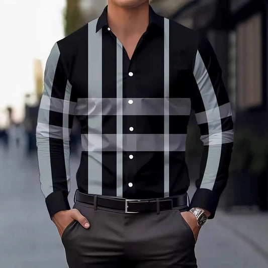 Printed Long Sleeve Shirt - Button Lapel Style