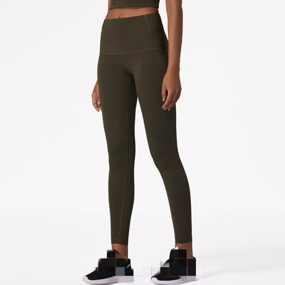 Women's Activewear - Double-Sided Brocade Nude Sports Fitness Pants