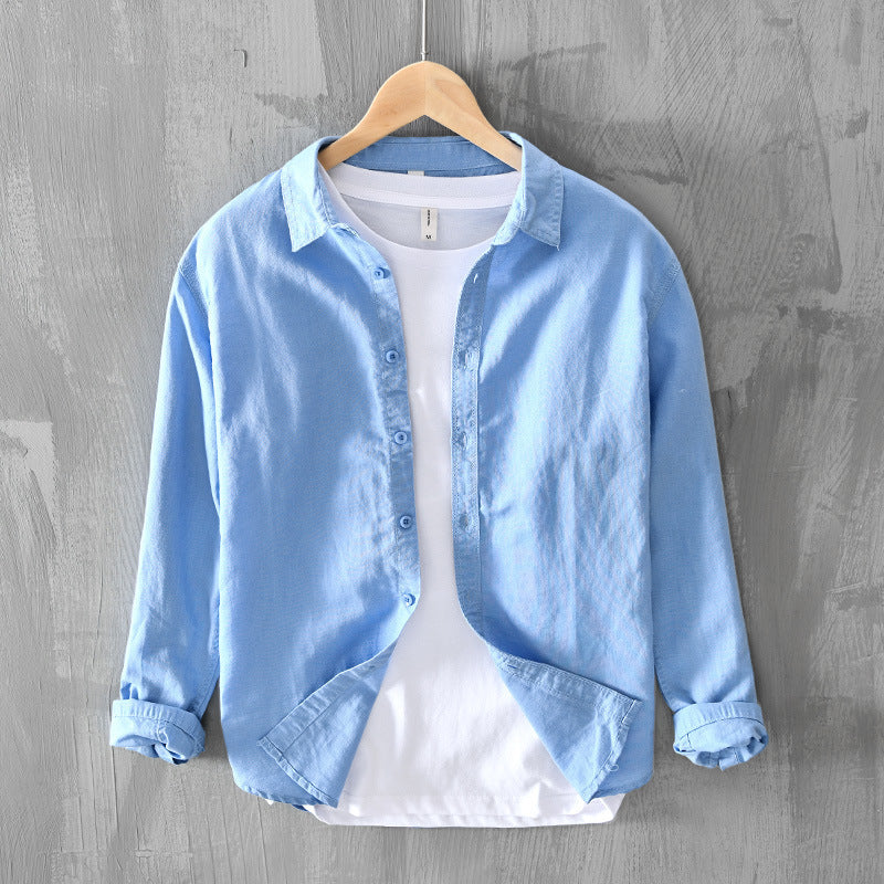 Men's Thin Cotton And Linen Casual Long-sleeved Shirt - Breathable & Stylish