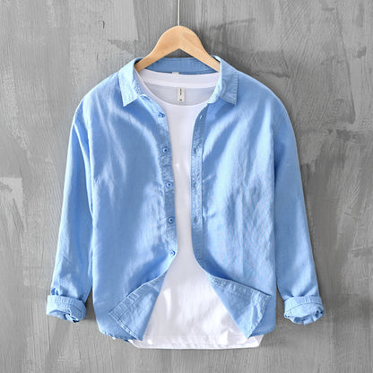 Men's Thin Cotton And Linen Casual Long-sleeved Shirt - Breathable & Stylish