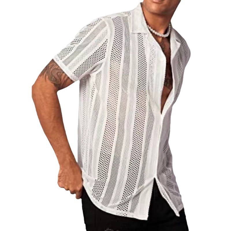 Knitted Short-sleeved Shirt for Men - Stylish & Comfortable