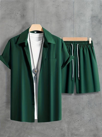 Beach Style Short Sleeve Shirt Men's Suit - Casual Summer Wear